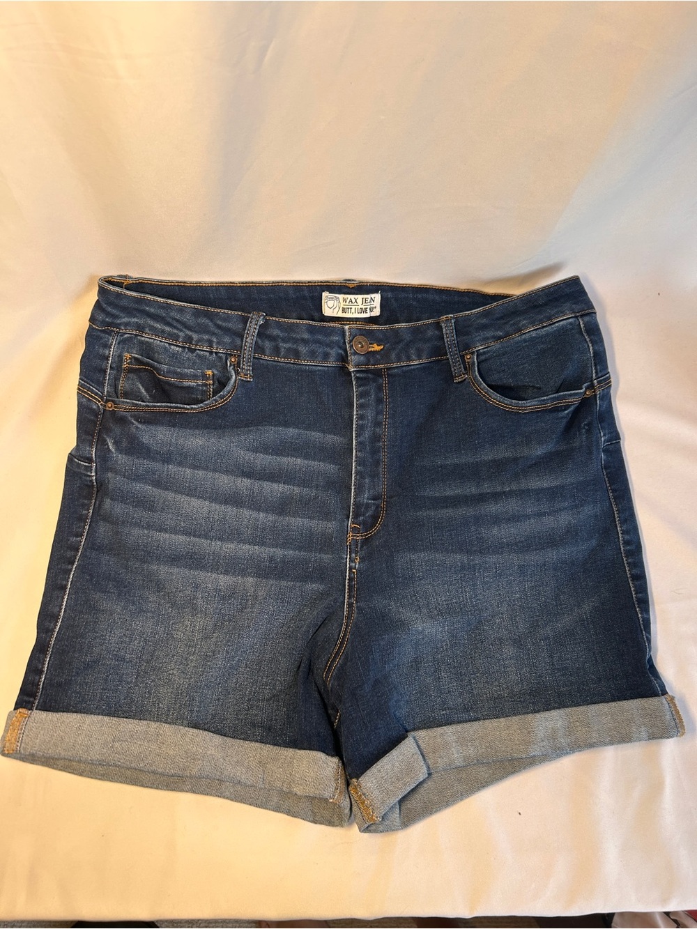 Wax Jean Cuffed Denim Shorts Women’s 3XL Dark Wash Stretch Jean Shorts